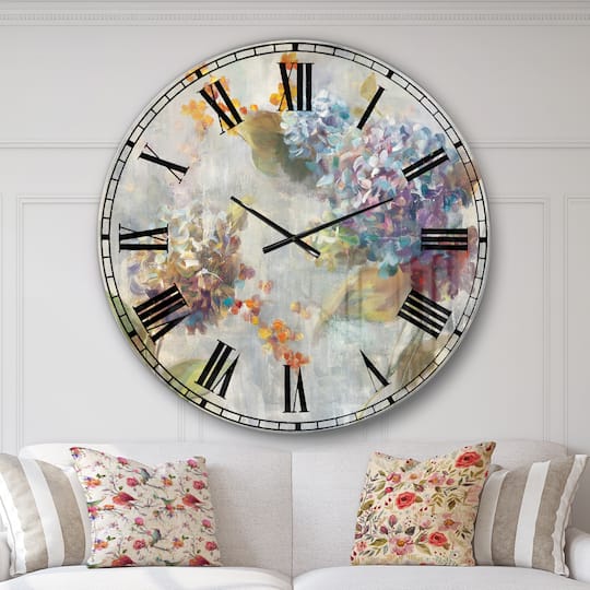 Designart 'Autumn Hydrangea Traditional Wall Clock